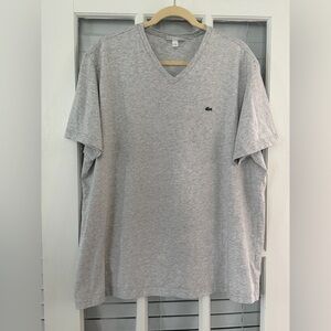 LACOSTE Men's 4XL Light Heather Gray V-Neck Pima Cotton Regular Fit T-Shirt